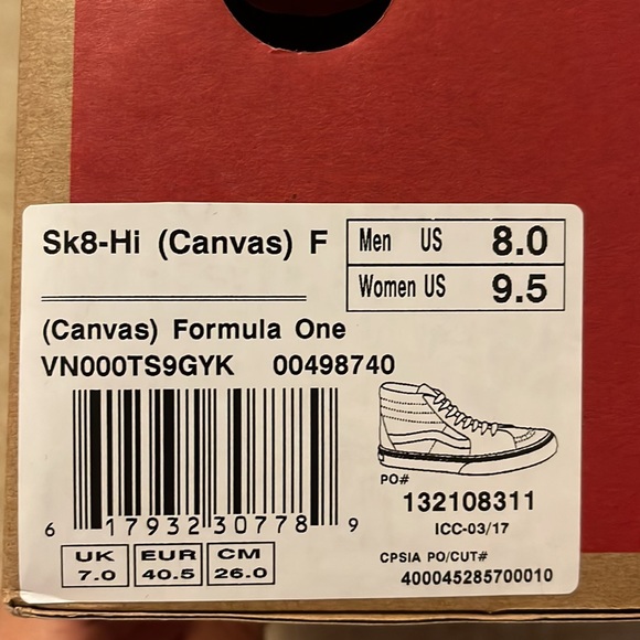 Vans Sk8-Hi Sneakers Size 9.5 Color Red White - Picture 11 of 11